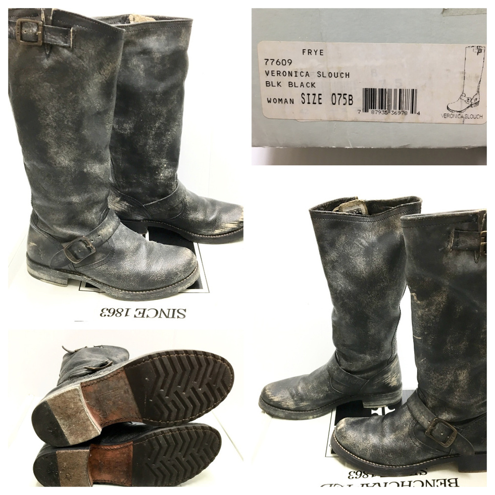 Frye Women 7.5 Boots Veronica Slouch Heel Buckle